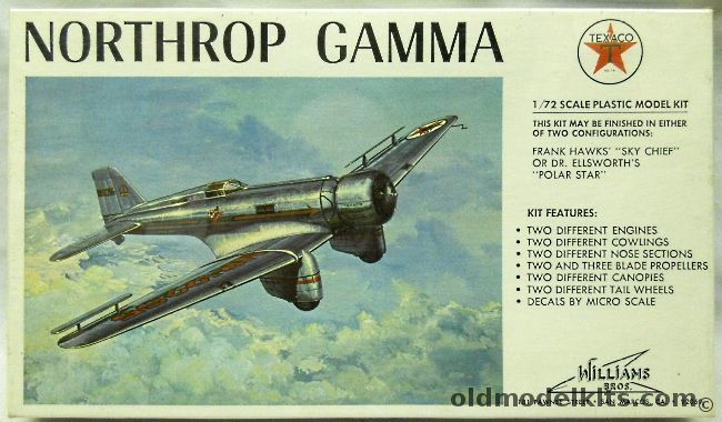 Williams Brothers 1/72 Northrop Gamma Texaco Sky Chief or Polar Star, 72-214 plastic model kit